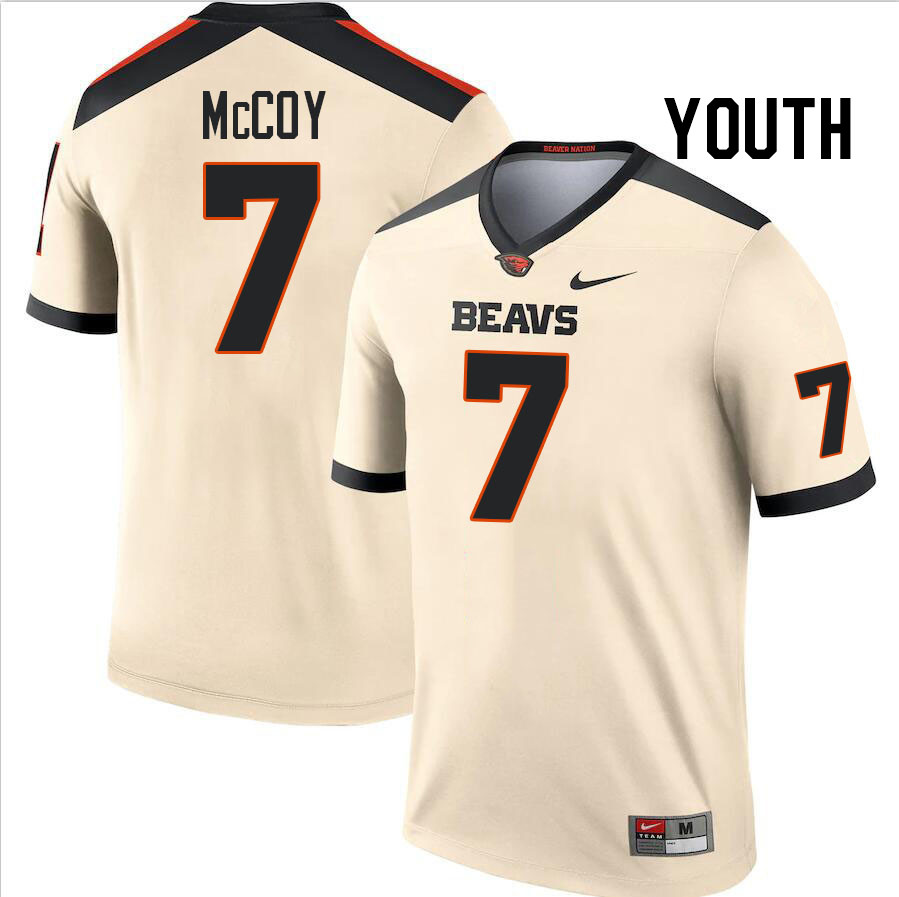 Youth #7 Gevani McCoy Oregon State Beavers College Football Jerseys Stitched-Cream